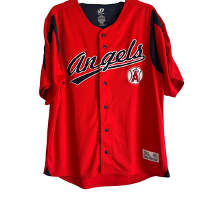 Anaheim Angels Dynasty Baseball  Red and Blue MLB Patch Jersey Men's L 42-44